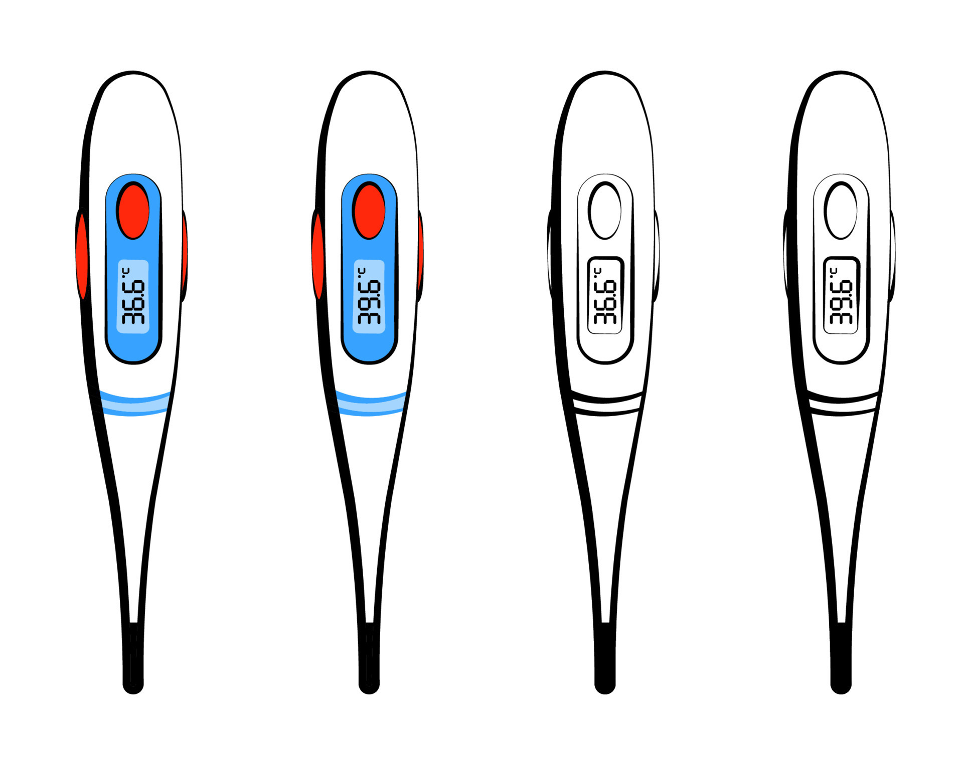 electronic thermometer with a normal body temperature of 36.6 and