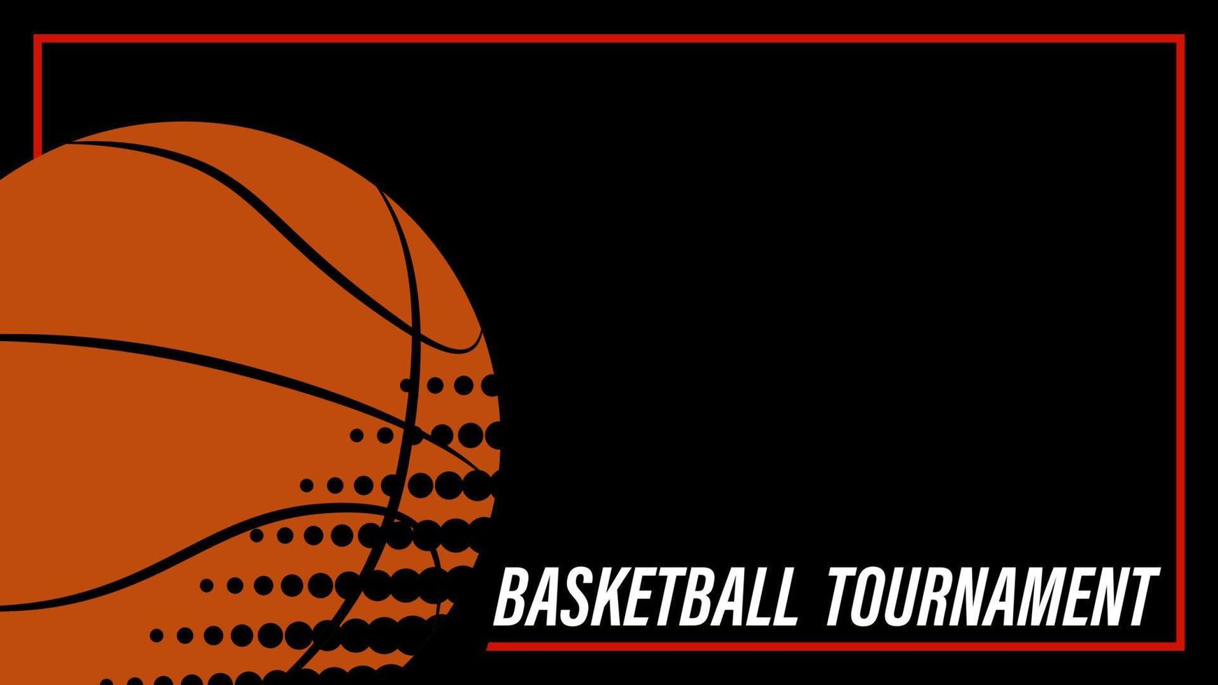 orange basketball ball, template, layout for the competition poster on a black background. Team sports vector