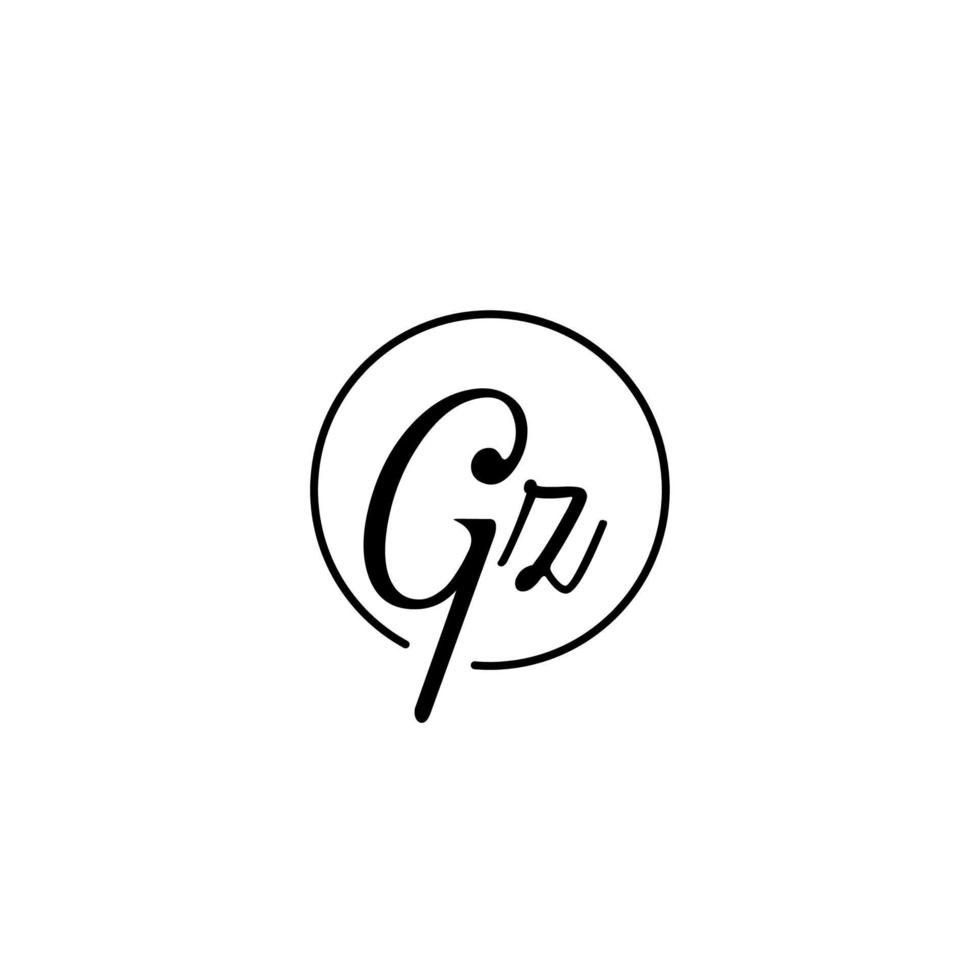 logotipo inicial del círculo gz mejor para la belleza y la moda en un concepto femenino audaz vector