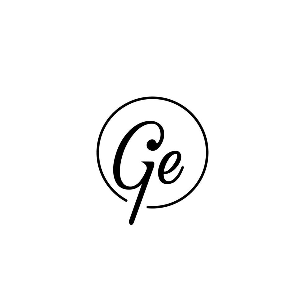 logotipo inicial del círculo ge mejor para la belleza y la moda en un concepto femenino audaz vector