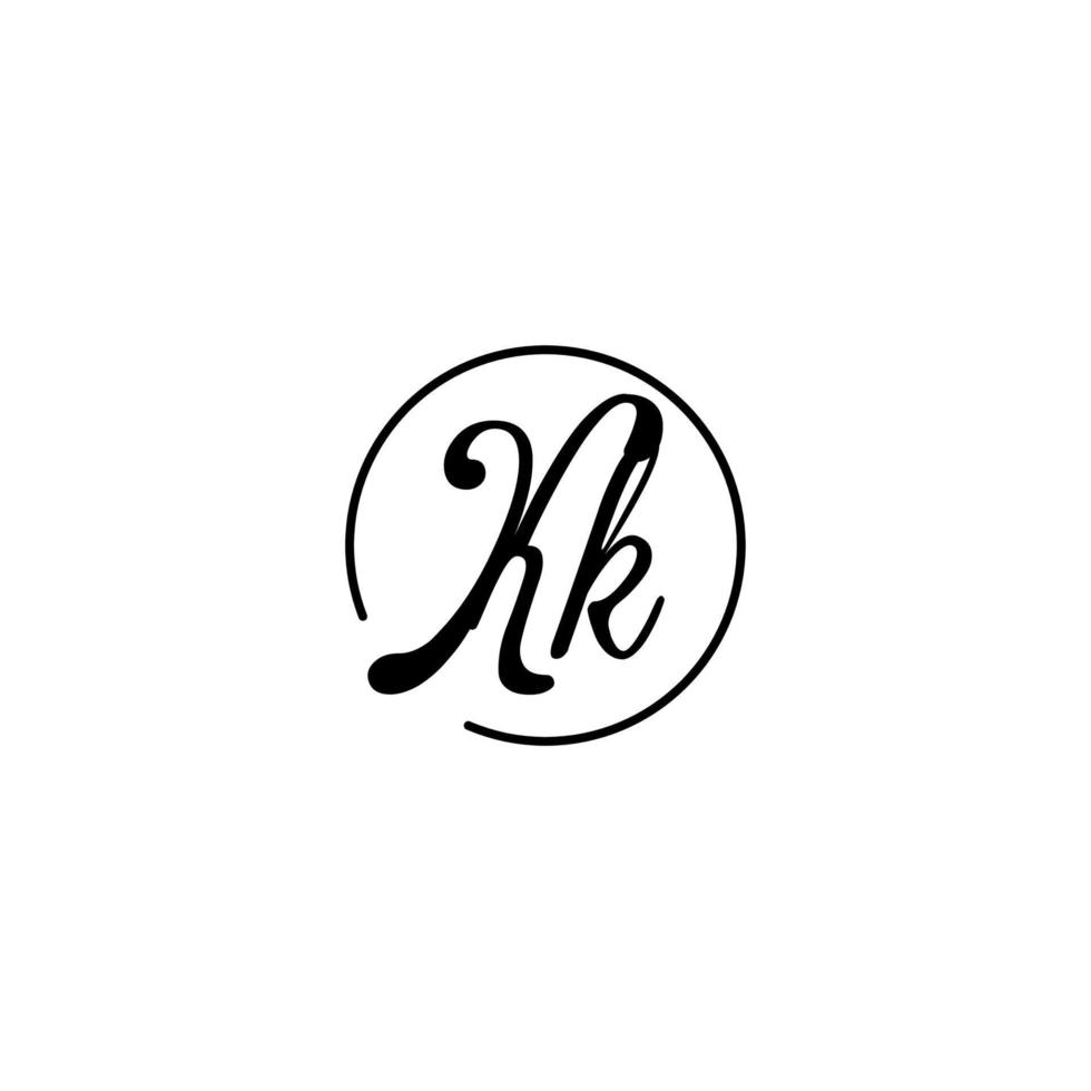 logotipo inicial del círculo kk mejor para la belleza y la moda en un concepto femenino audaz vector