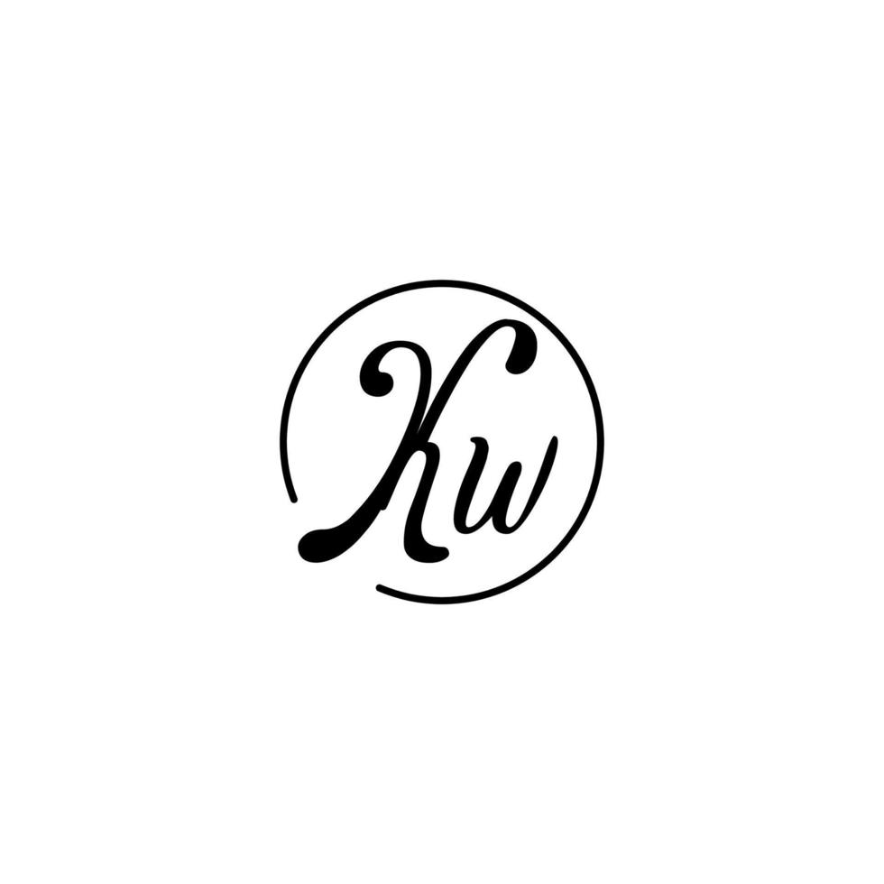 logotipo inicial del círculo kw mejor para la belleza y la moda en un concepto femenino audaz vector