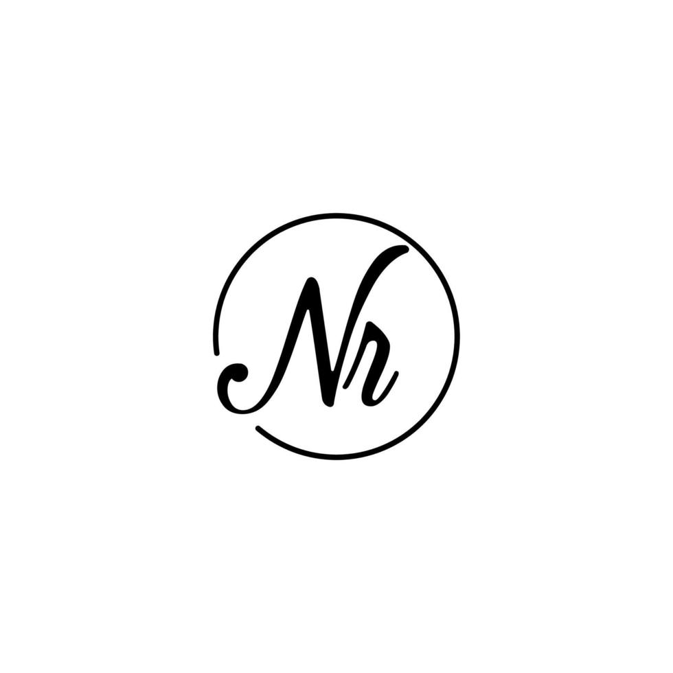 logotipo inicial del círculo nr mejor para la belleza y la moda en un concepto femenino audaz vector