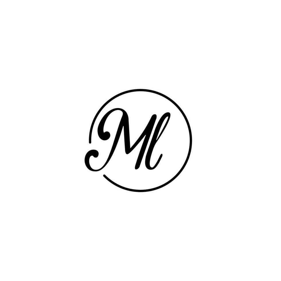 ml circle initial logo mejor para la belleza y la moda en un concepto femenino audaz vector