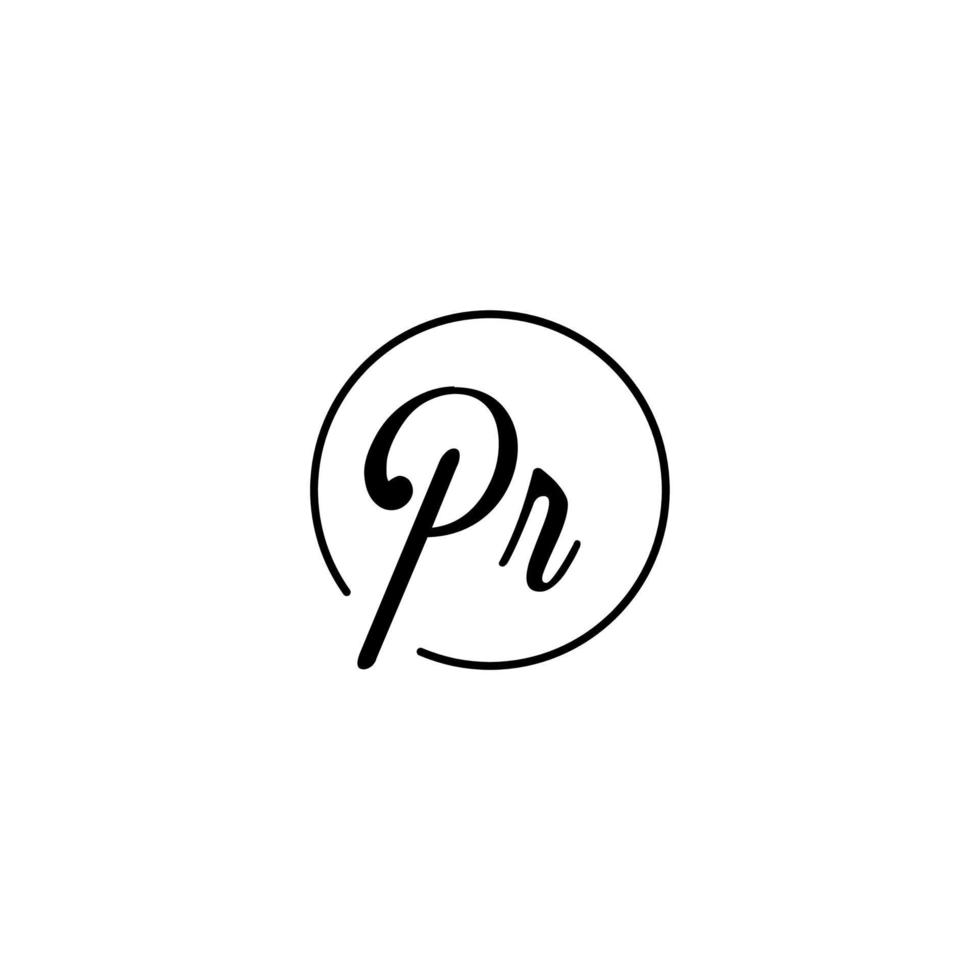 logotipo inicial del círculo pr mejor para la belleza y la moda en un concepto femenino audaz vector