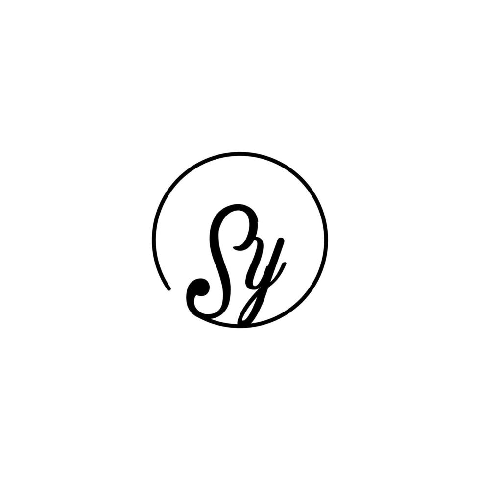 logotipo inicial de sy circle mejor para la belleza y la moda en un concepto femenino audaz vector