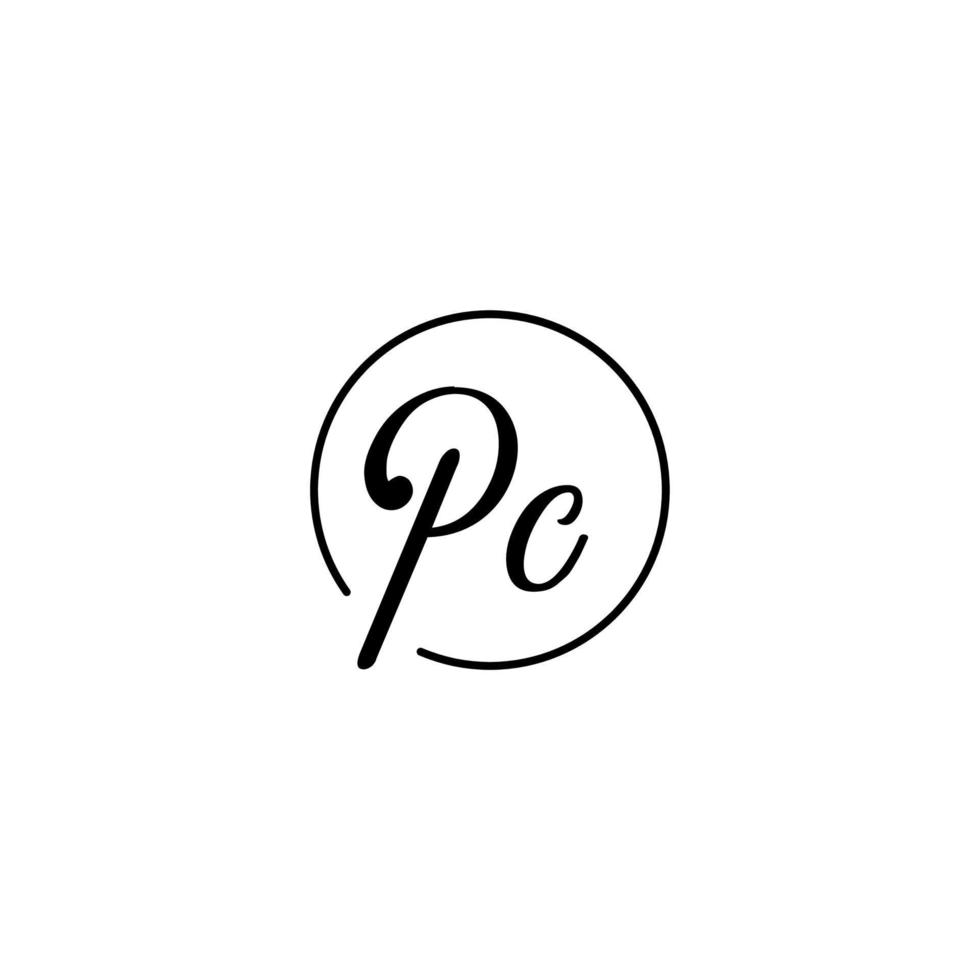 PC circle initial logo best for beauty and fashion in bold feminine concept vector