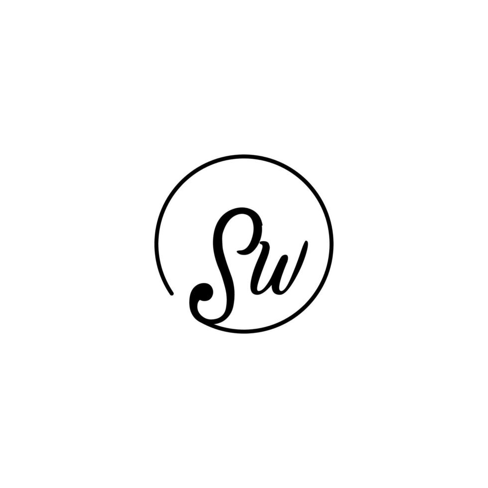 SW circle initial logo best for beauty and fashion in bold feminine concept vector