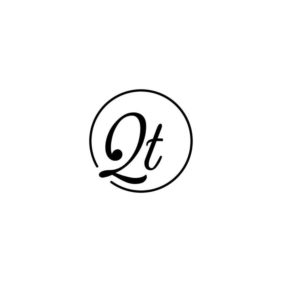 QT circle initial logo best for beauty and fashion in bold feminine concept vector