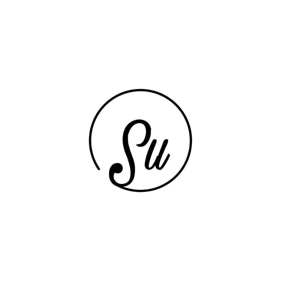 SU circle initial logo best for beauty and fashion in bold feminine concept vector