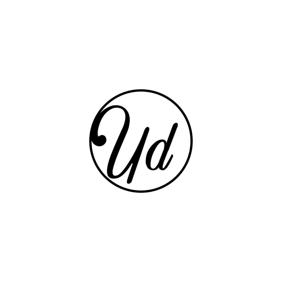 UD circle initial logo best for beauty and fashion in bold feminine concept vector