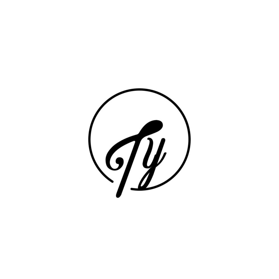 logotipo inicial de ty circle mejor para la belleza y la moda en un concepto femenino audaz vector