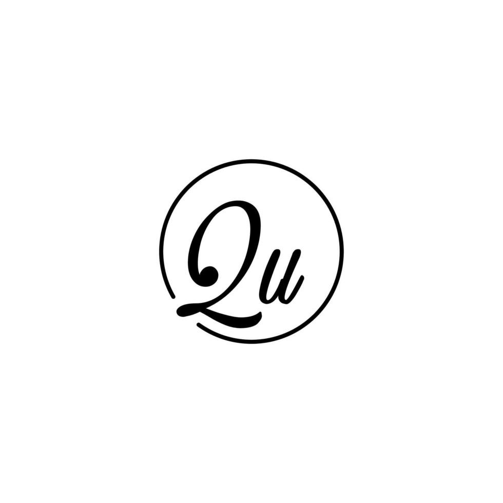 logotipo inicial de qu circle mejor para la belleza y la moda en un concepto femenino audaz vector