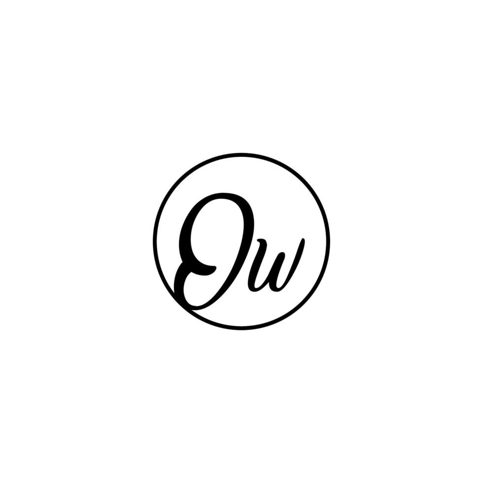 OW circle initial logo best for beauty and fashion in bold feminine concept vector