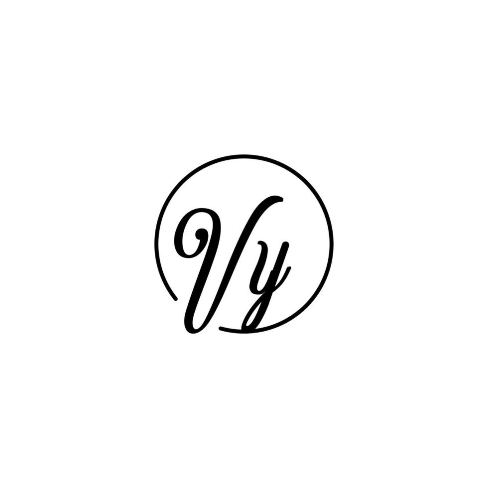 logotipo inicial de vy circle mejor para la belleza y la moda en un concepto femenino audaz vector