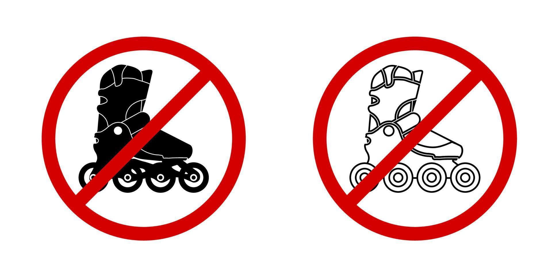 No roller skating prohibition vector sign in the red circle. Vector on a white background