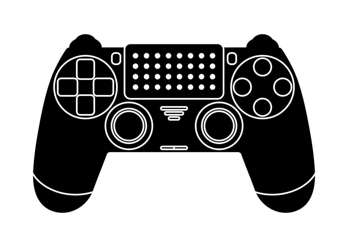 ícono blanco y negro de un joystick inalámbrico, controlador de control para una consola de juegos. vector aislado sobre fondo blanco