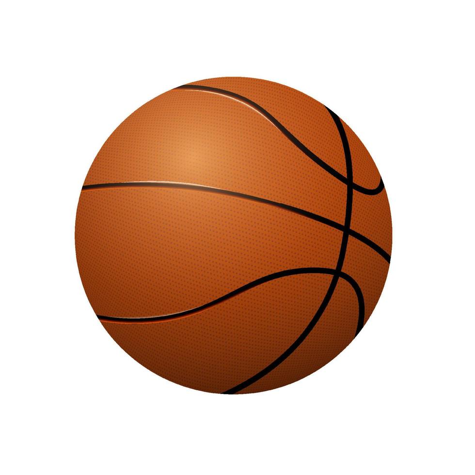 Realistic classic orange basketball on blank background. Team sports. Isolated vector