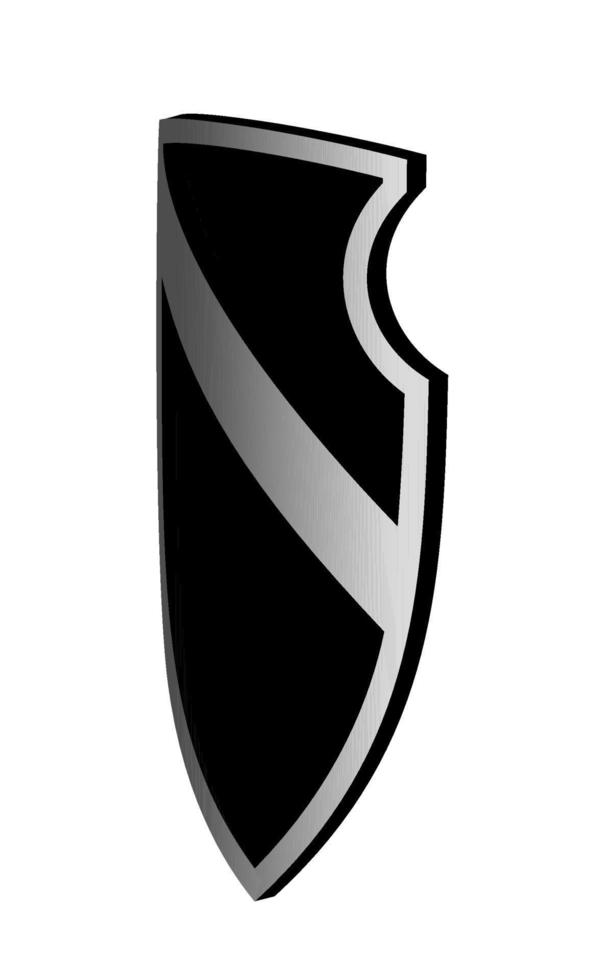 knight shield in black and white. Defense against attack. Isolated vector on white background