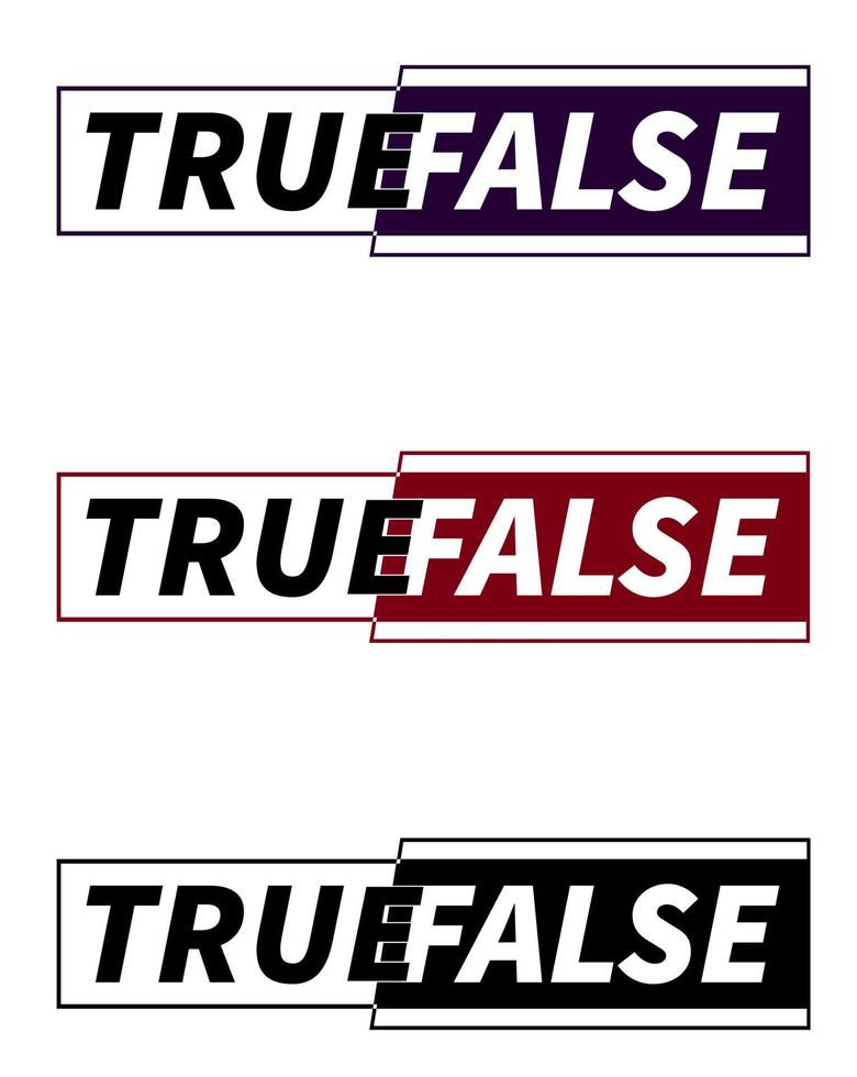 logo with the words true and false in different colors, print on clothes vector