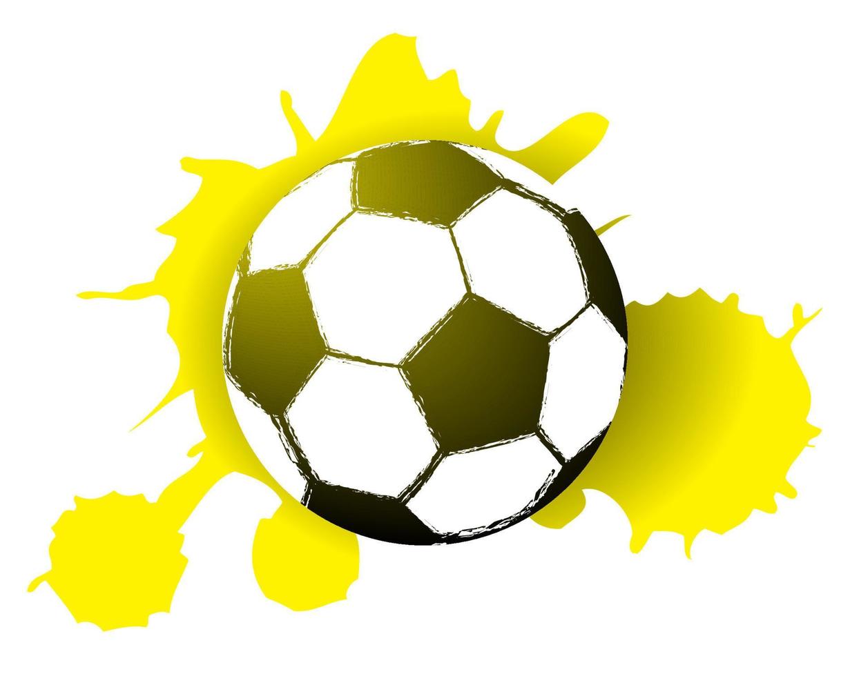 balón de fútbol con reflejos de tinta del sol. mancha amarilla de golpear la pared. vector aislado, parte del diseño del evento deportivo