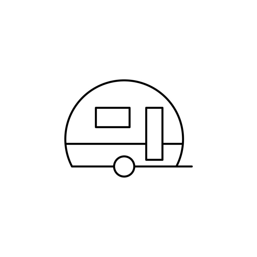 Caravan, Camper, Travel Thin Line Icon Vector Illustration Logo Template. Suitable For Many Purposes.