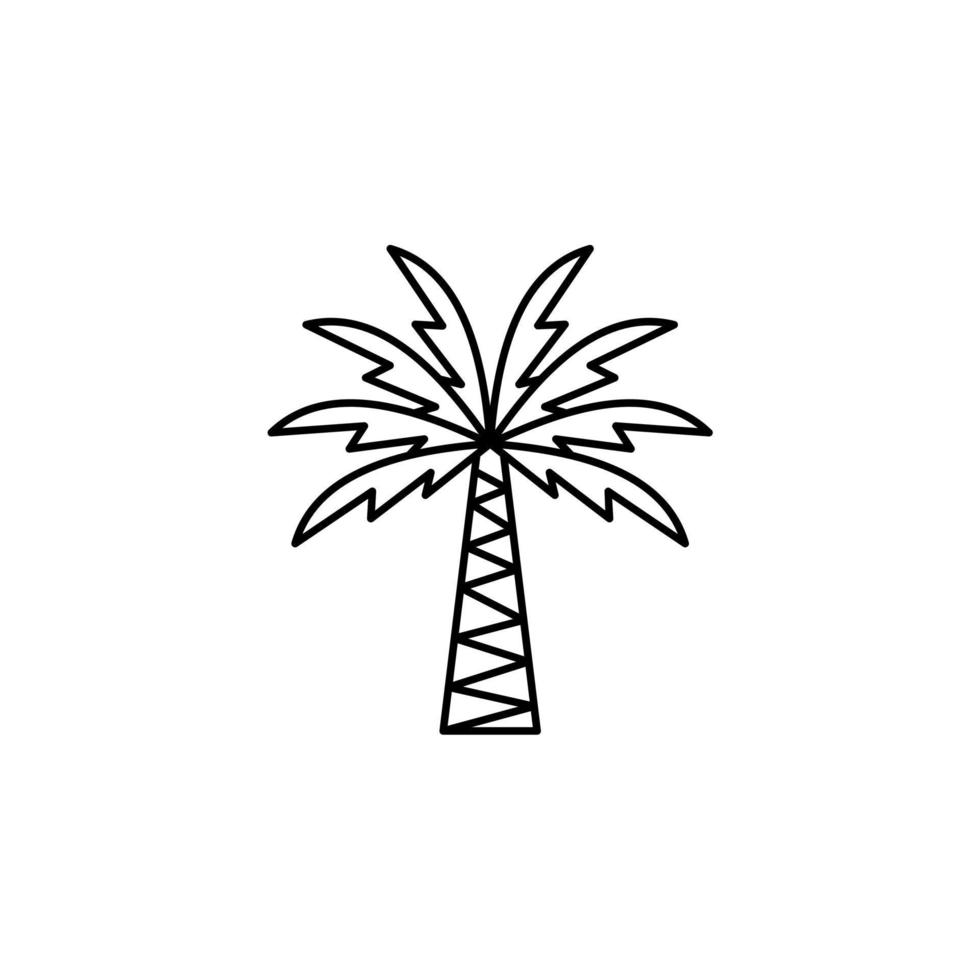 palma, coco, árbol, isla, playa delgada línea icono vector ilustración logotipo plantilla. adecuado para muchos propósitos.