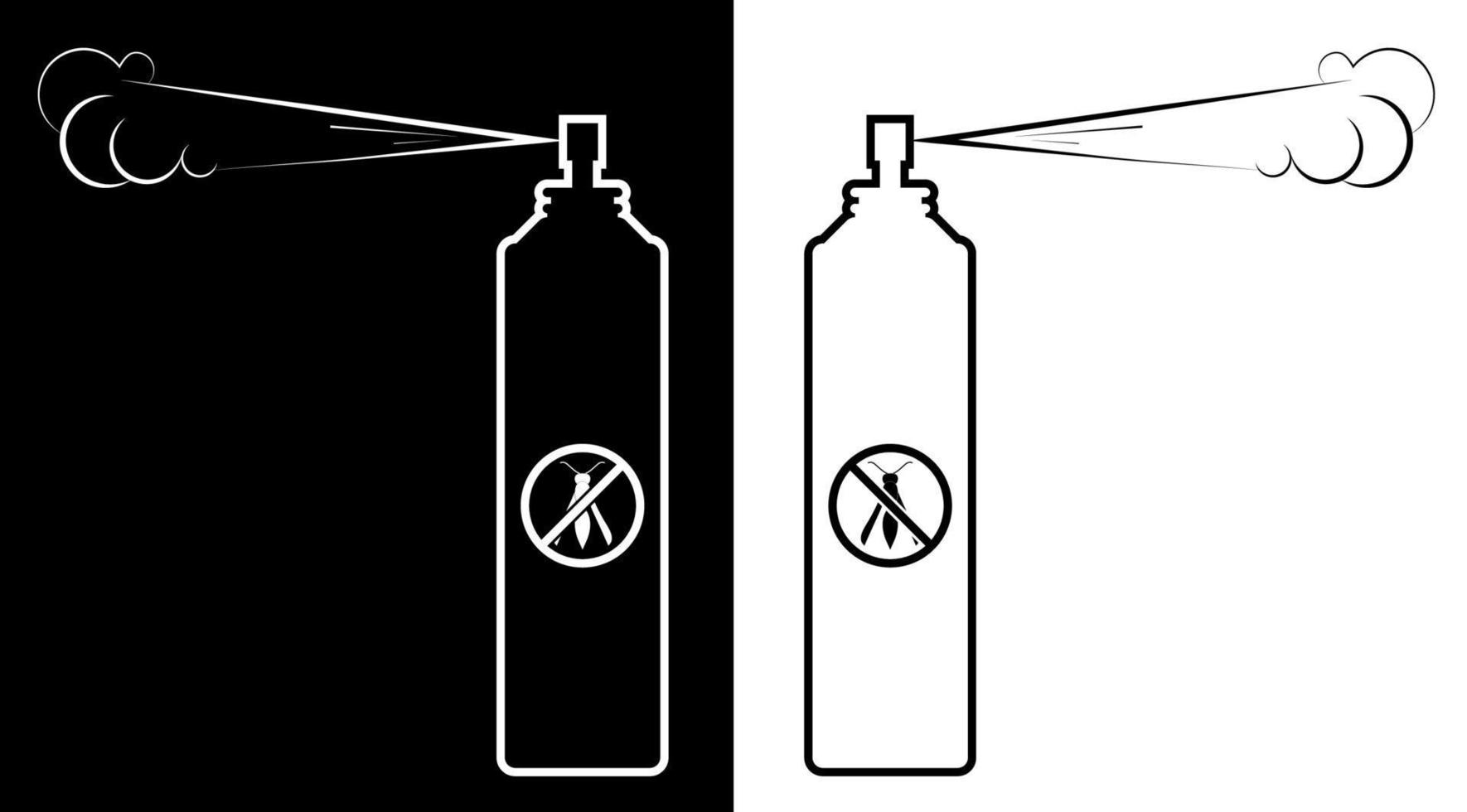 icon, spray bottle insect repellent. Fighting dangerous parasites. Isolated black white vector