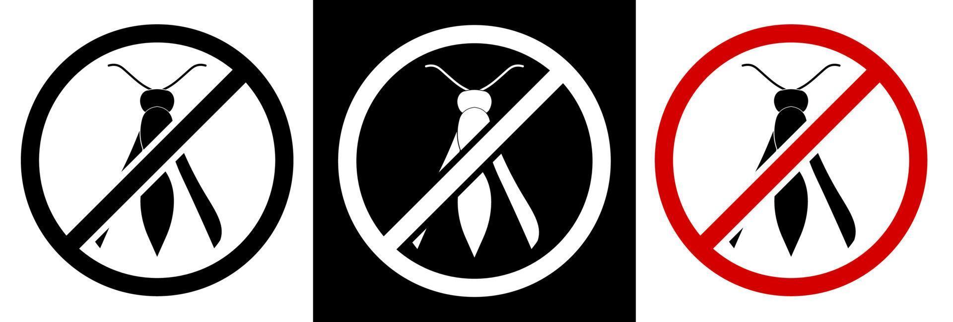 warning round sign about the danger of poisonous insects. Attack of wasps and bees on humans. Isolated vector