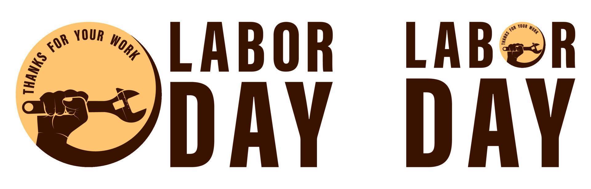 Happy labor day. Emblem logo, part of the banner. Vector on a white background