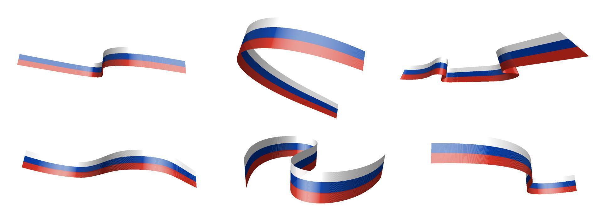 conjunto de cintas de vacaciones. bandera de rusia ondeando en el viento. separación en capas superior e inferior. elemento de diseño vector sobre un fondo blanco