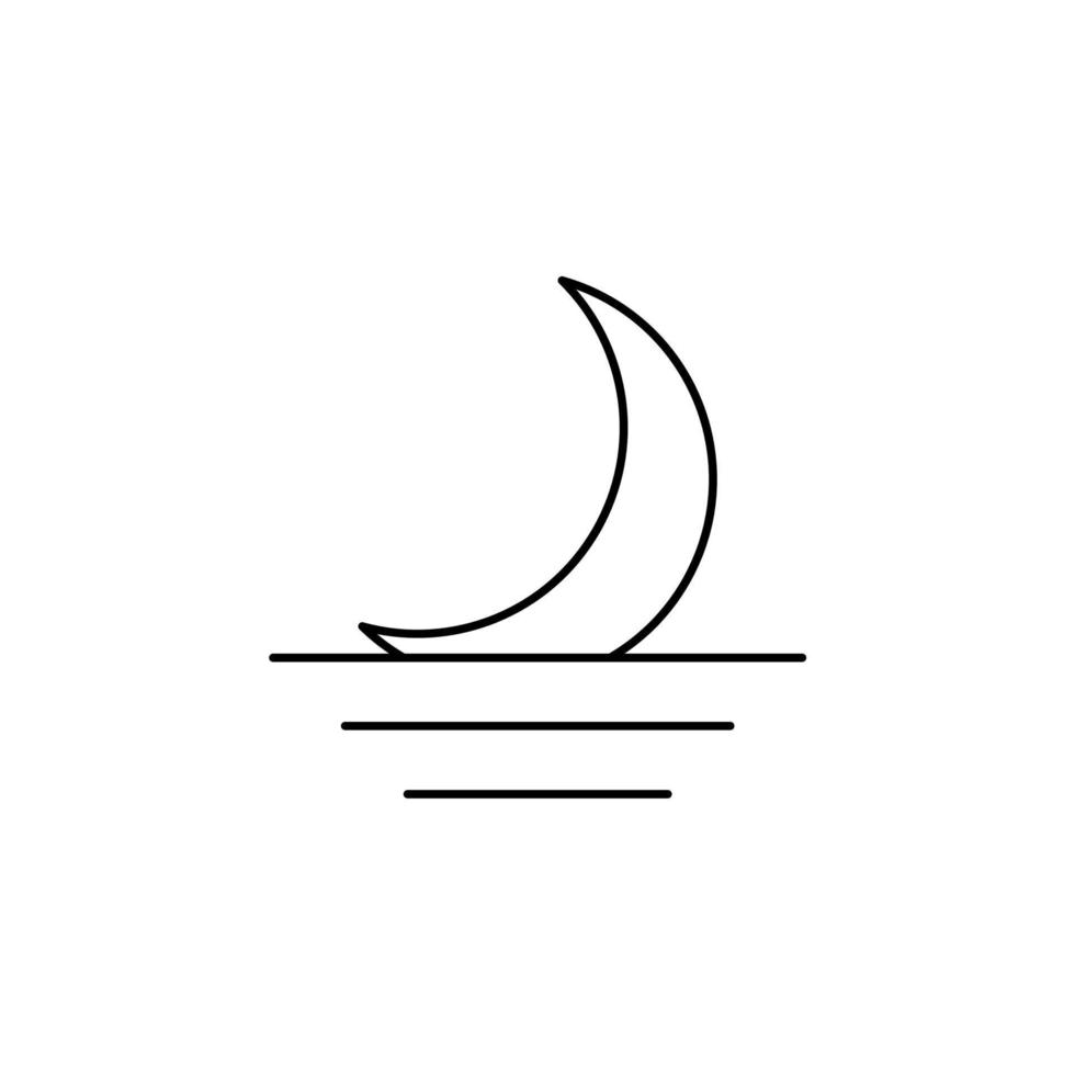 Moon, Night, Moonlight, Midnight Thin Line Icon Vector Illustration Logo Template. Suitable For Many Purposes.