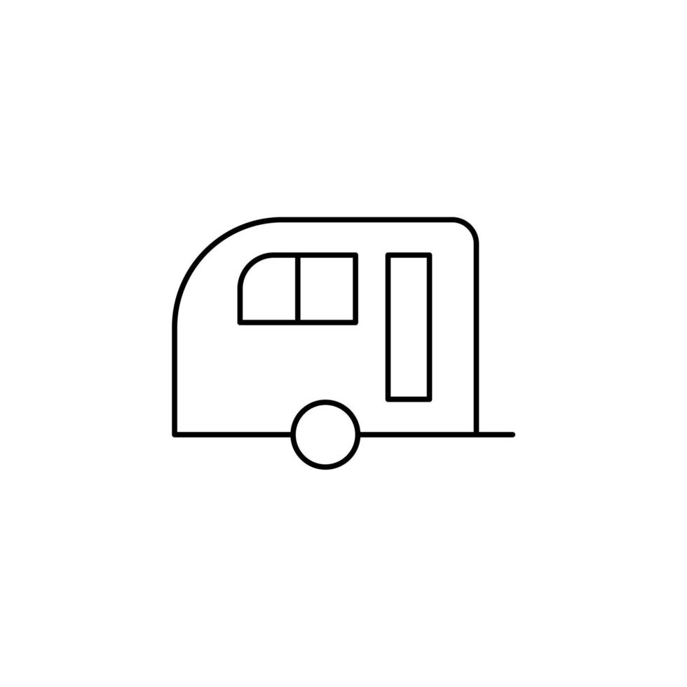 Caravan, Camper, Travel Thin Line Icon Vector Illustration Logo Template. Suitable For Many Purposes.