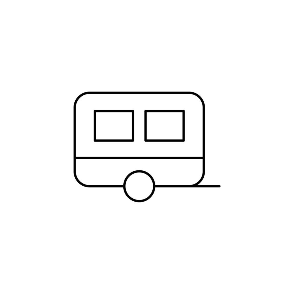 Caravan, Camper, Travel Thin Line Icon Vector Illustration Logo Template. Suitable For Many Purposes.