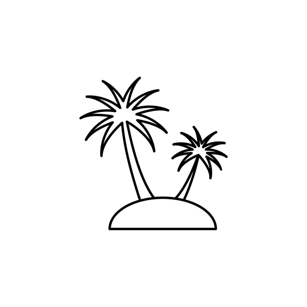 palma, coco, árbol, isla, playa delgada línea icono vector ilustración logotipo plantilla. adecuado para muchos propósitos.