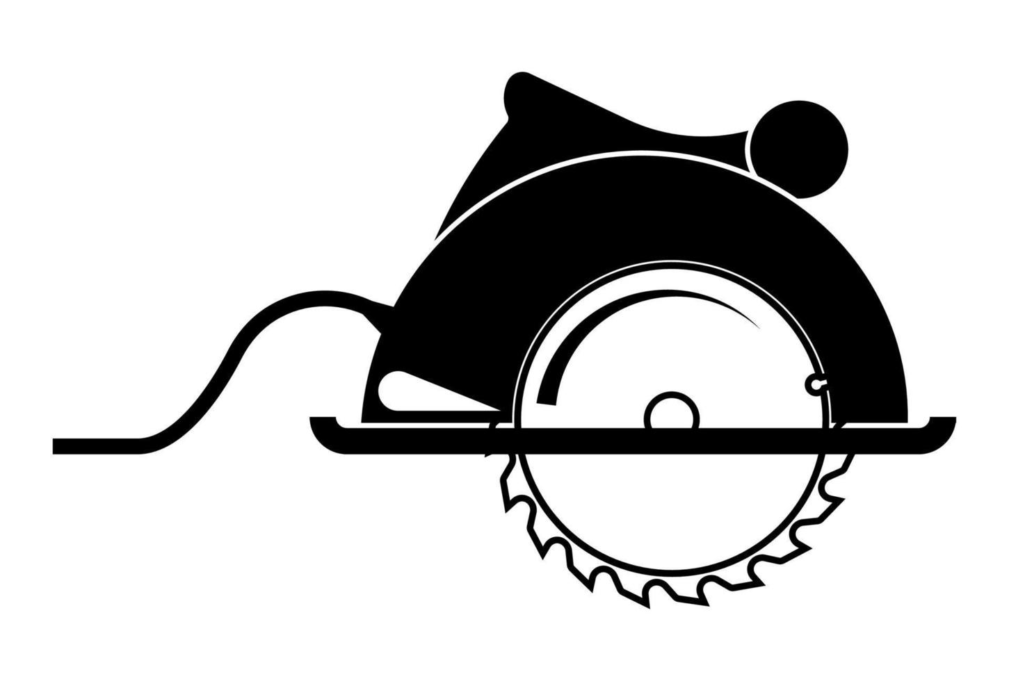 sierra circular, icono blanco y negro. vector aislado