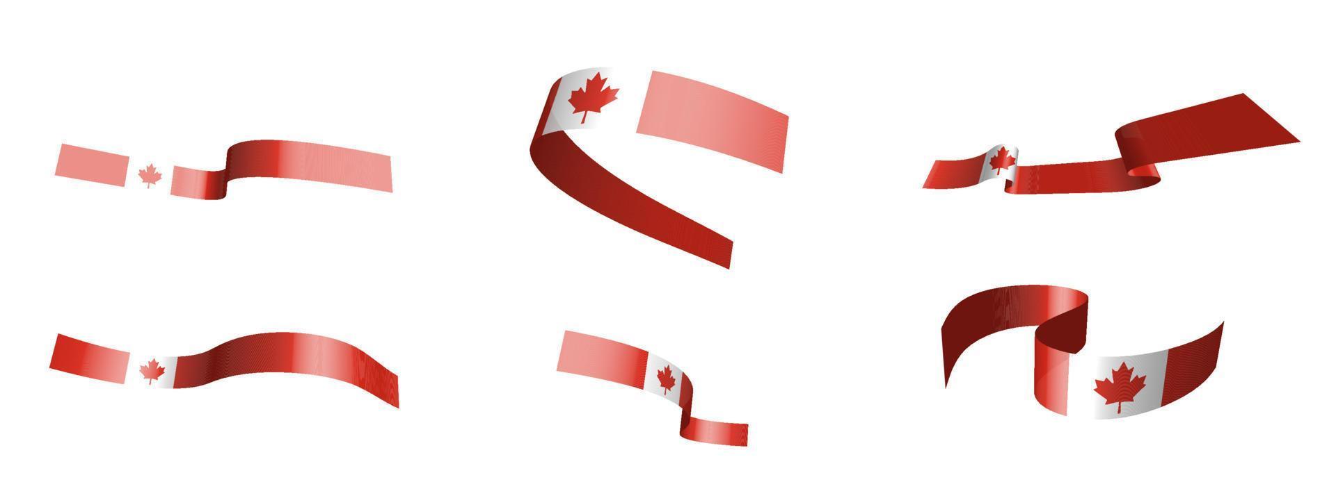 conjunto de cintas de vacaciones. bandera canadiense ondeando en el viento. separación en capas superior e inferior. elemento de diseño vector sobre un fondo blanco