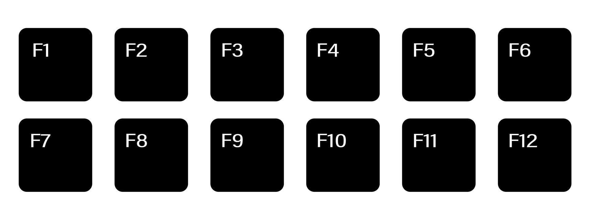set of auxiliary keyboard keys from F1 to F12. Isolated vector on white background