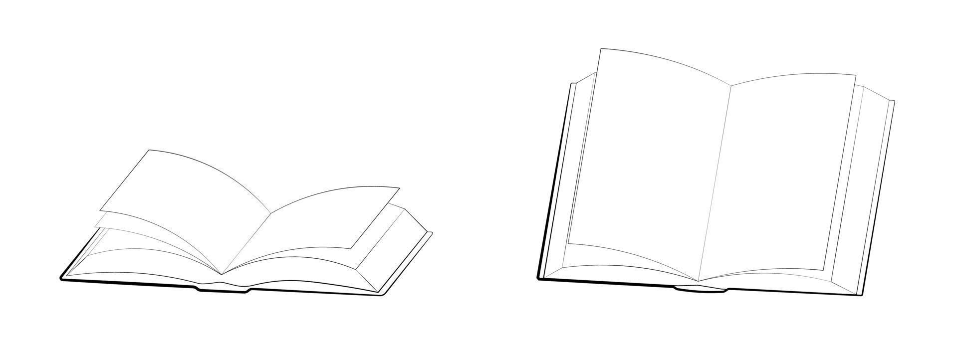 Set of icons, open books drawn in the style of freehand in various positions. Education at school and library, obtaining knowledge from literature. Isolated vector on white background