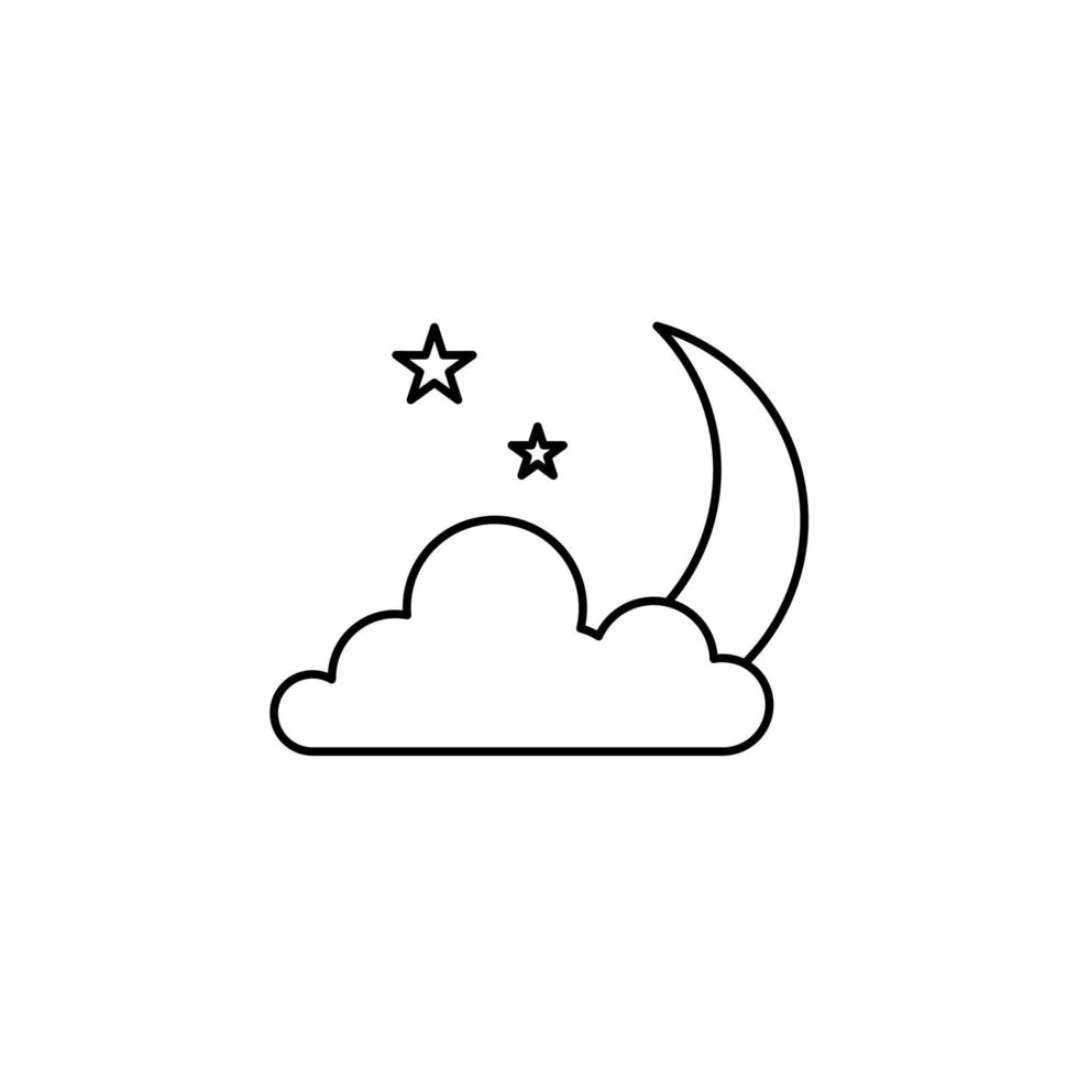 Moon, Night, Moonlight, Midnight Thin Line Icon Vector Illustration Logo Template. Suitable For Many Purposes.