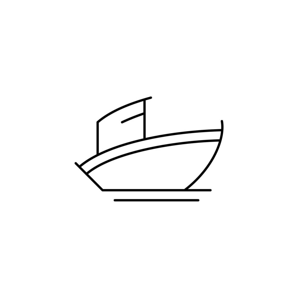 Ship, Boat, Sailboat Thin Line Icon Vector Illustration Logo Template. Suitable For Many Purposes.