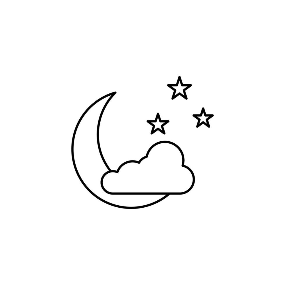 Moon, Night, Moonlight, Midnight Thin Line Icon Vector Illustration Logo Template. Suitable For Many Purposes.