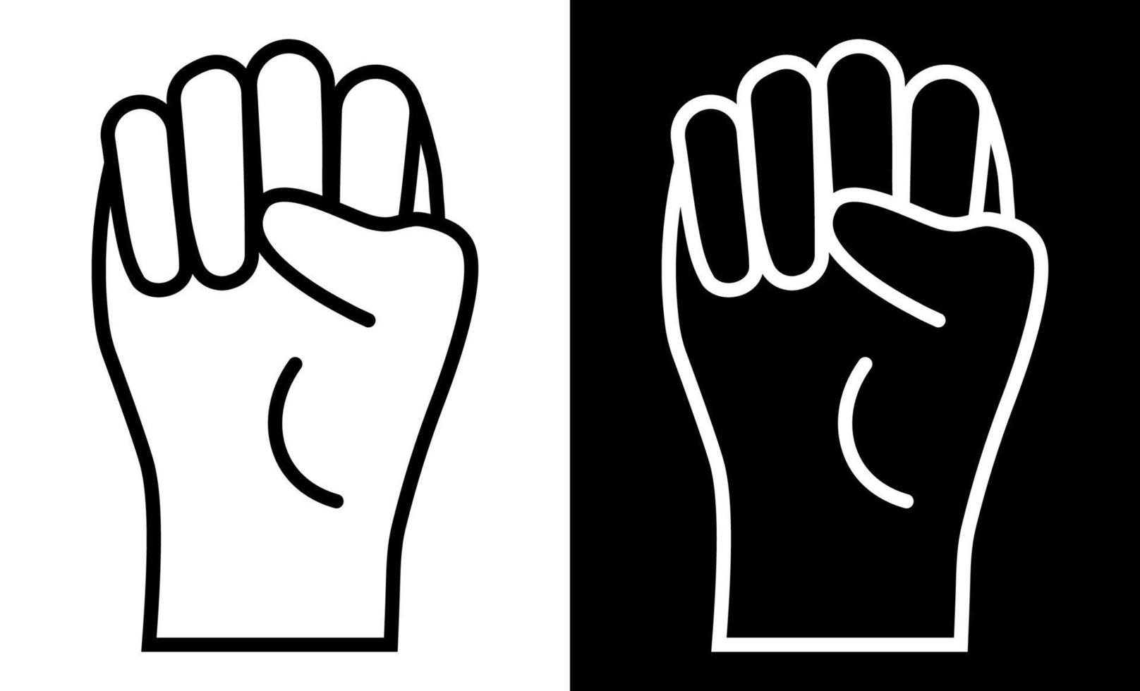 icono de puño cerrado a mano. símbolo de la libertad y la lucha contra la injusticia. vector blanco negro