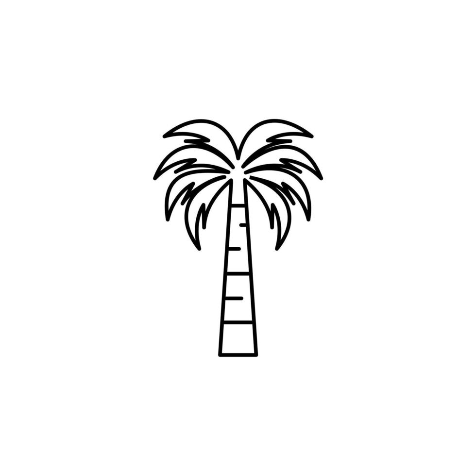 palma, coco, árbol, isla, playa delgada línea icono vector ilustración logotipo plantilla. adecuado para muchos propósitos.