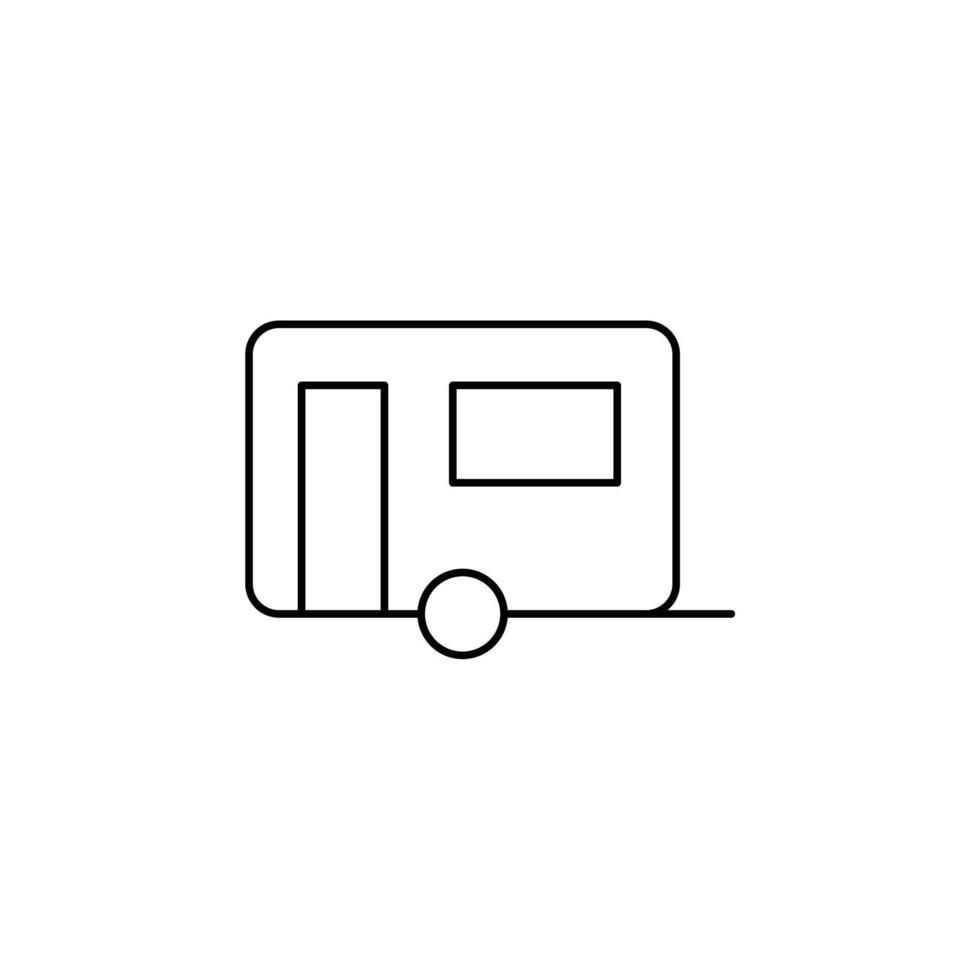 Caravan, Camper, Travel Thin Line Icon Vector Illustration Logo Template. Suitable For Many Purposes.