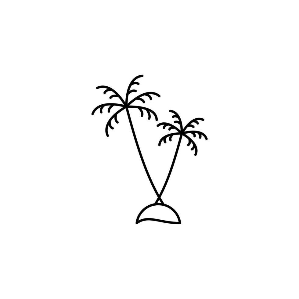 palma, coco, árbol, isla, playa delgada línea icono vector ilustración logotipo plantilla. adecuado para muchos propósitos.