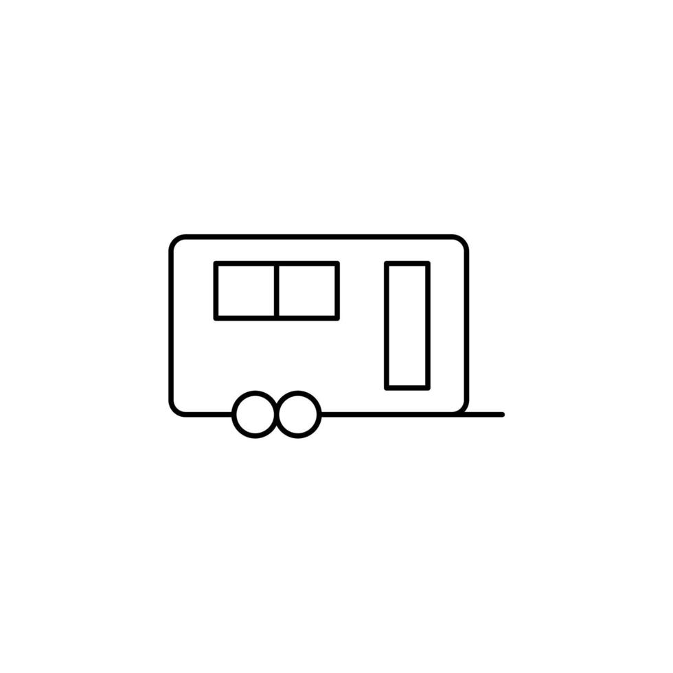 Caravan, Camper, Travel Thin Line Icon Vector Illustration Logo Template. Suitable For Many Purposes.