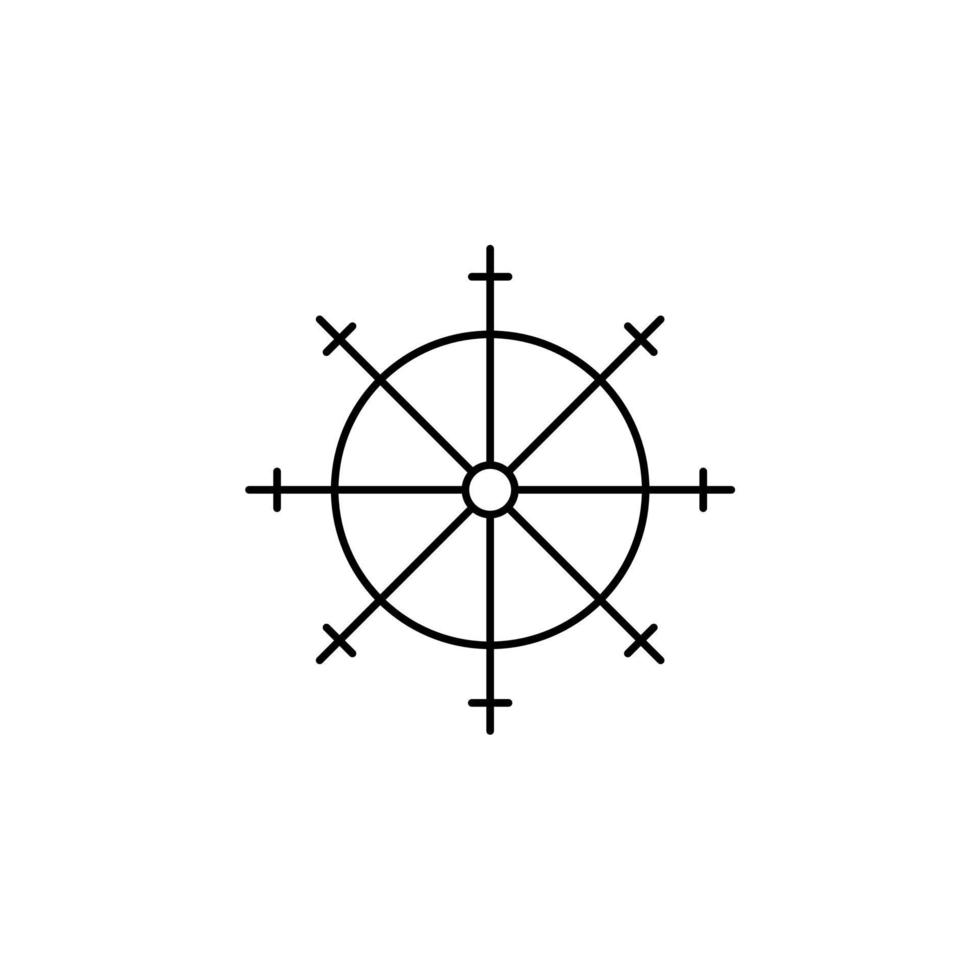 timón, náutico, barco, plantilla de logotipo de ilustración de vector de icono de línea delgada de barco. adecuado para muchos propósitos.