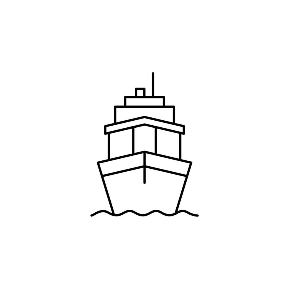 Ship, Boat, Sailboat Thin Line Icon Vector Illustration Logo Template. Suitable For Many Purposes.