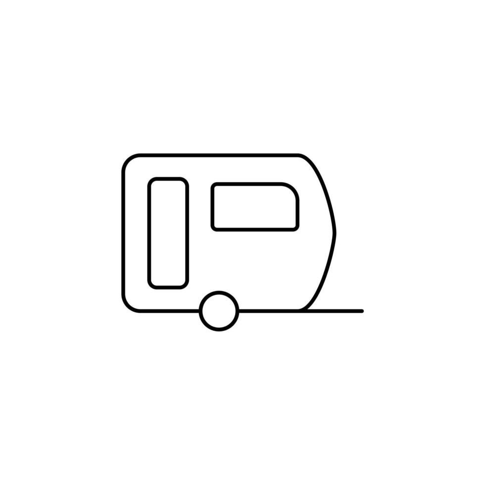 Caravan, Camper, Travel Thin Line Icon Vector Illustration Logo Template. Suitable For Many Purposes.